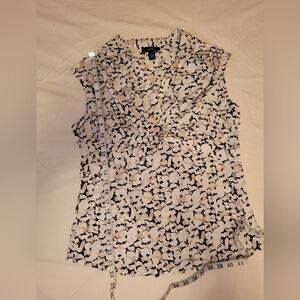 Alfani Black and White Ruffled Tie Front Blouse